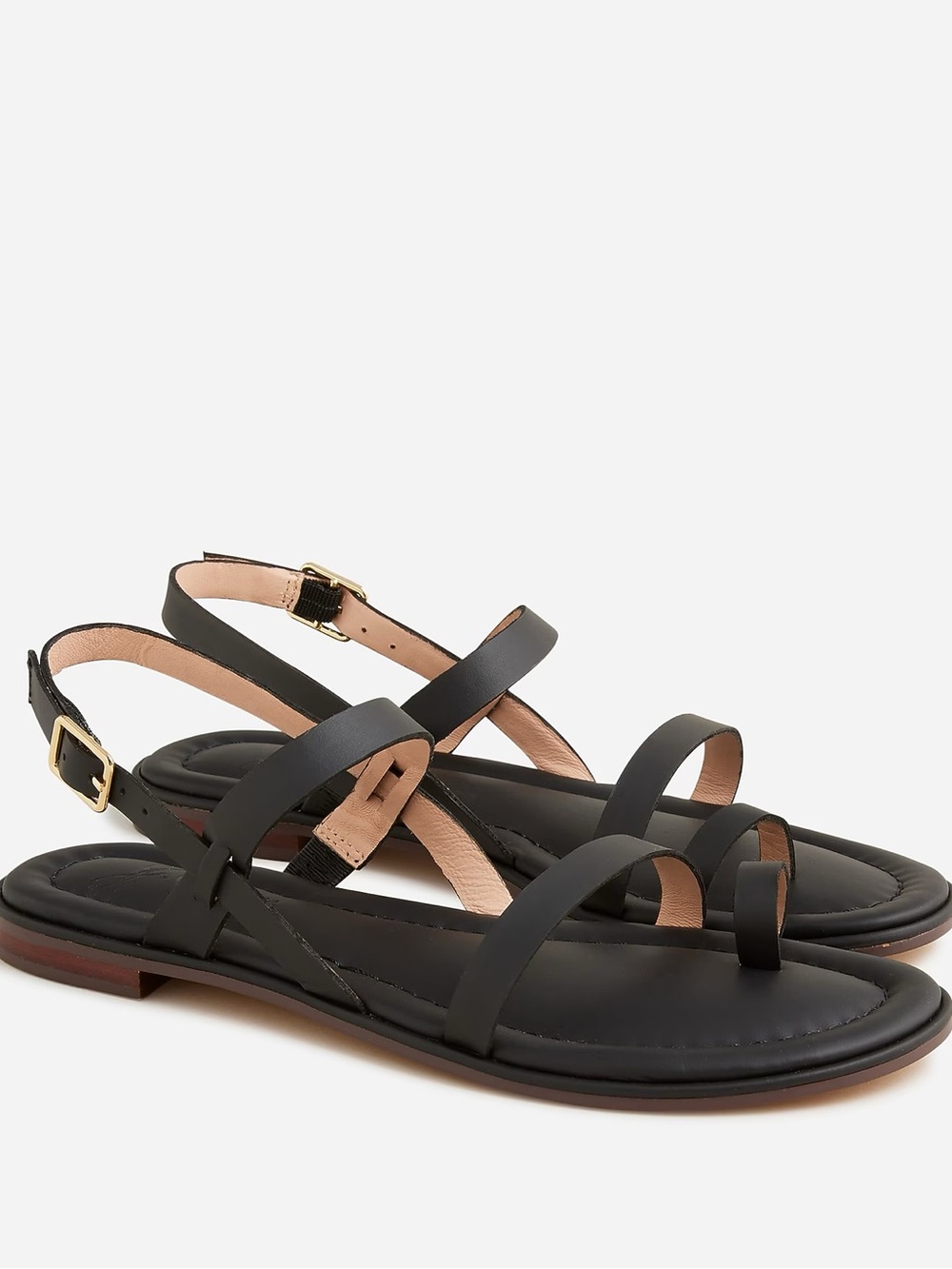 NEW J. Crew Black Menorca toe-ring slingback sandals in leather 11M